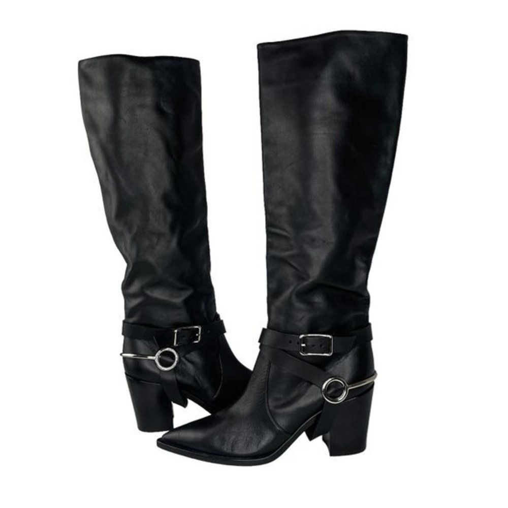 Gianvito Rossi Italian Black Leather Boot Heels